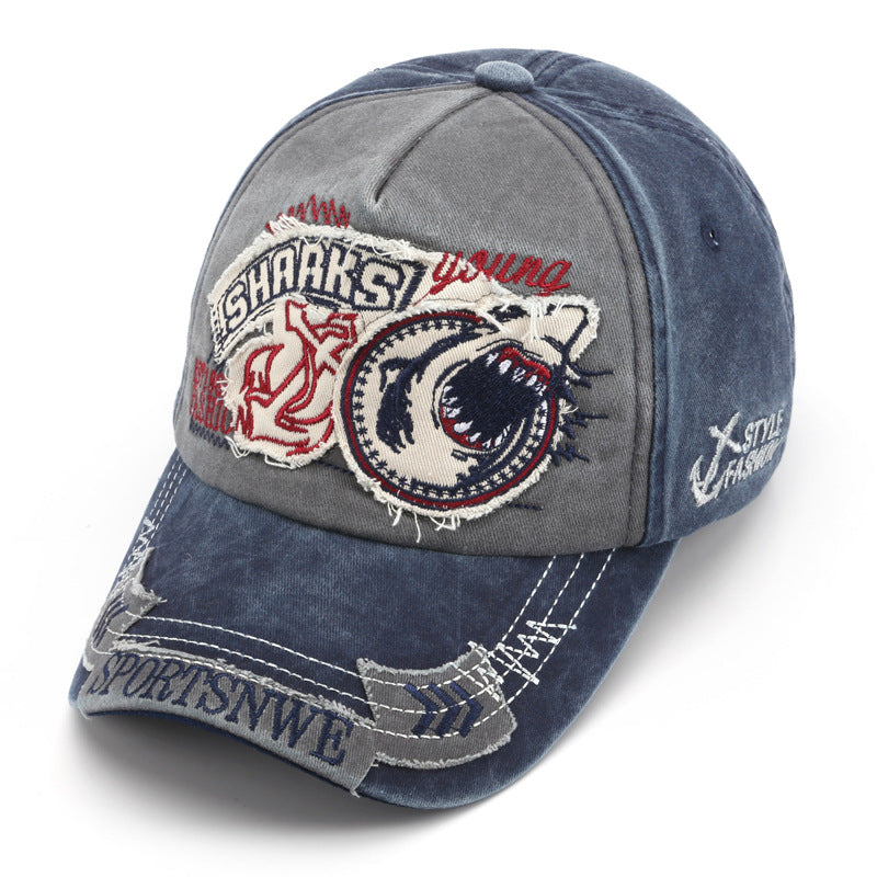 Wholesale Cotton Embroidered Shark Peaked Cap